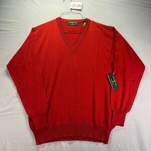Vintage Merino Wool Sweater Mens Medium Red Made in Italy Embassy Row NWT NOS